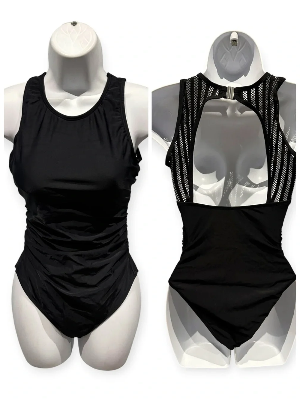 Cupshe Mesh Backless One-Piece Swimsuit with Tummy Control Black Size Small NWOT